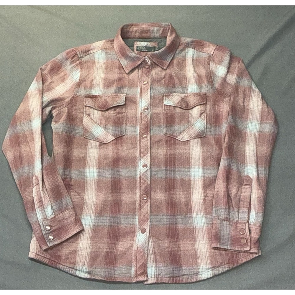 Prana Jacket Womens M Plaid Charley Long Sleeve Shirt Snap Up Lined Outdoor